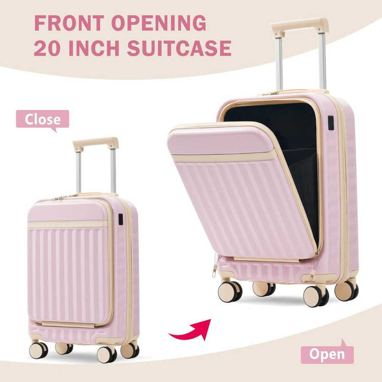 MLNshops pink luggage set for travel hardshell USB