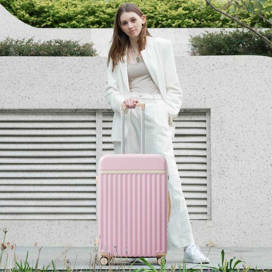 MLNshops pink luggage set for travel hardshell USB