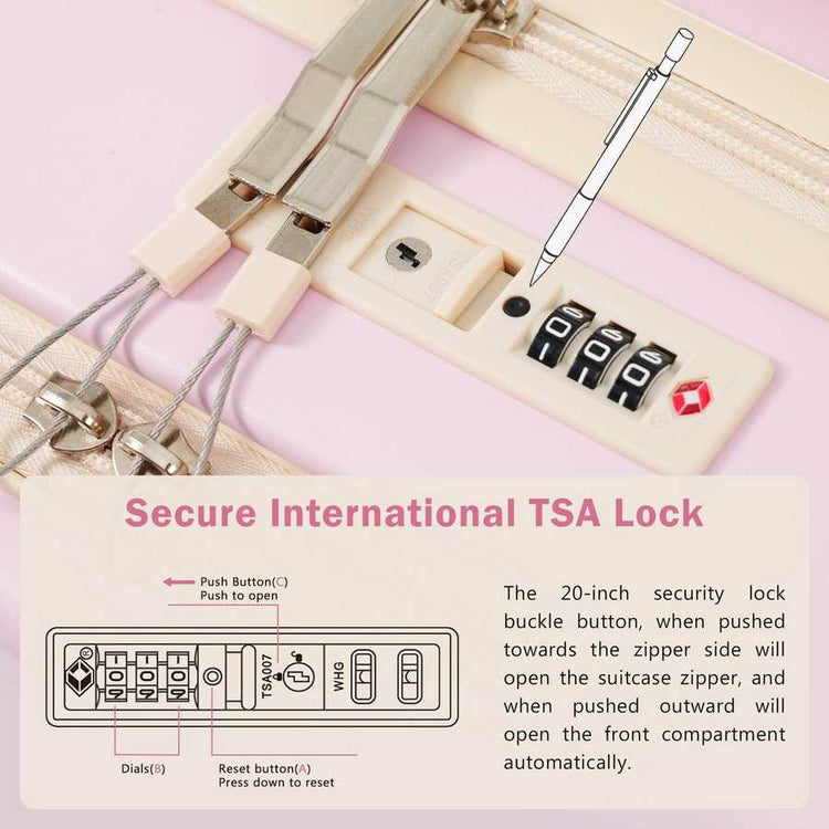 MLNshops pink luggage set for travel hardshell USB