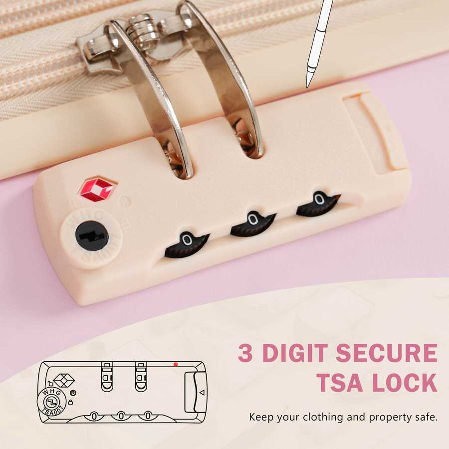 MLNshops pink luggage set for travel hardshell USB