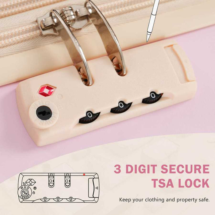 MLNshops pink luggage set for travel hardshell USB