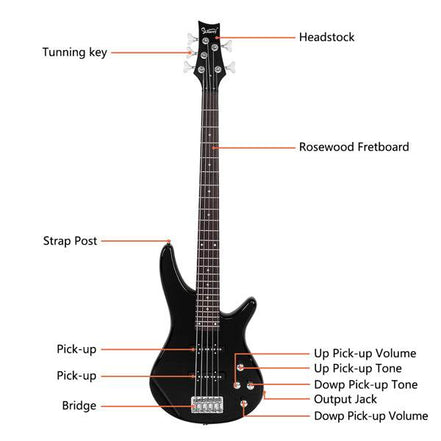 mlnshops 5 string electric bass guitar kit with Amp & Bag
