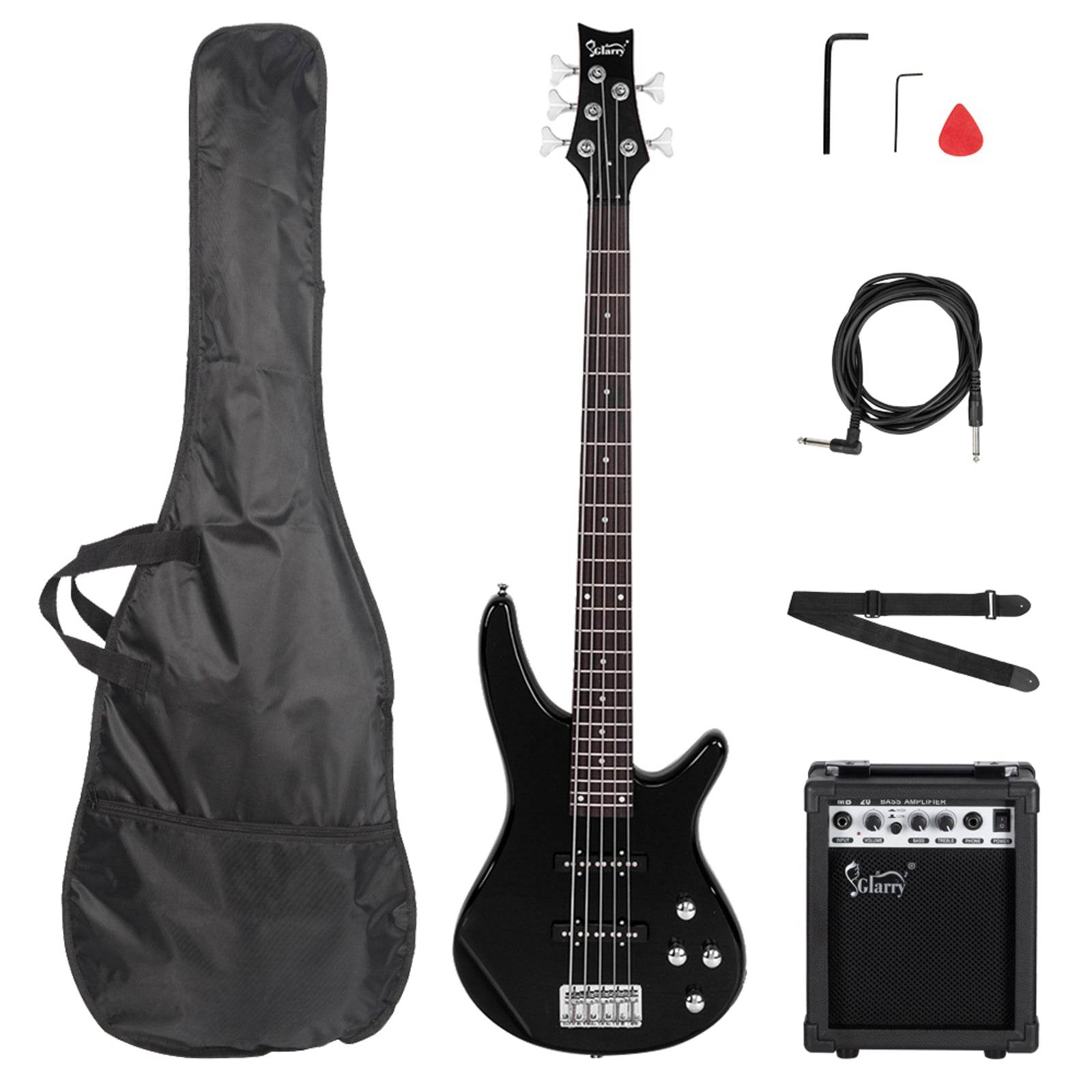 mlnshops 5 string electric bass guitar kit with Amp & Bag Default Title