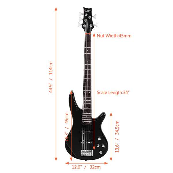 mlnshops 5 string electric bass guitar kit with Amp & Bag
