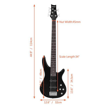 mlnshops 5 string electric bass guitar kit with Amp & Bag