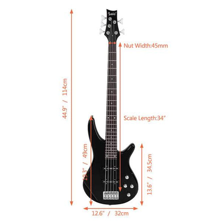 mlnshops 5 string electric bass guitar kit with Amp & Bag