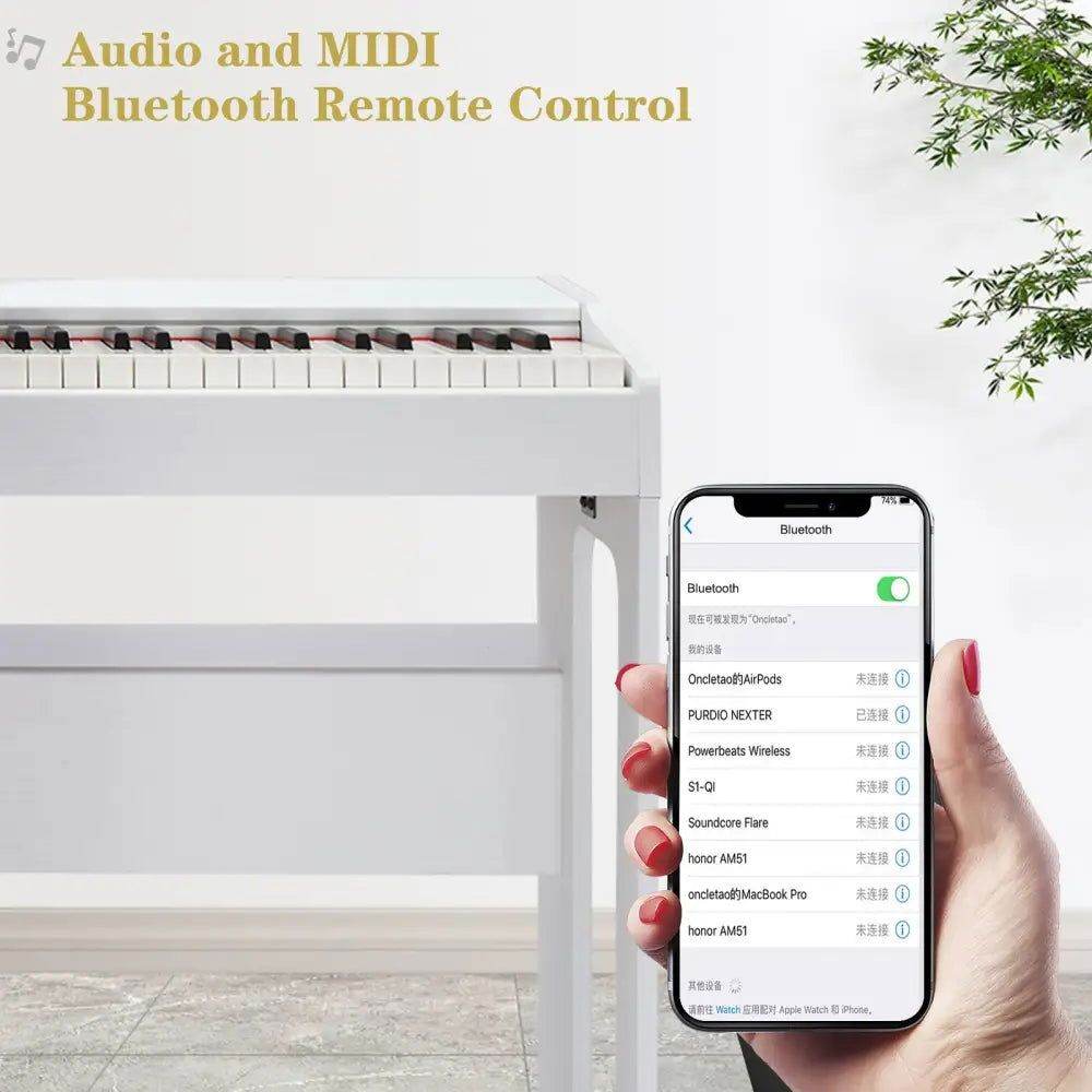 Glarry Digital Piano 88 Keys - Elegant White Keyboard