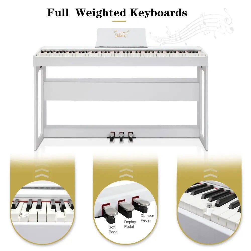 Glarry Digital Piano 88 Keys - Elegant White Keyboard