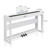 Glarry Digital Piano 88 Keys - Elegant White Keyboard