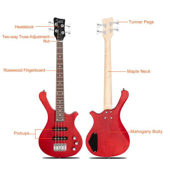 mlnshops GW101 electric bass guitar kit with gig bag & strap