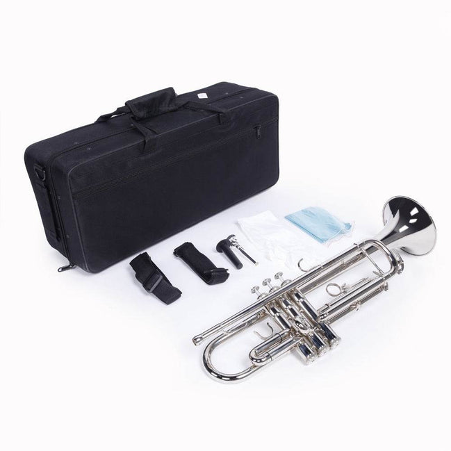 mlnshops Silver Bb Trumpet for Beginners with Carry Case Default Title
