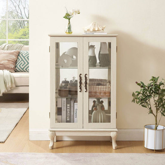 MLNshops 2 Door Glass Display Cabinet for Stylish Storage