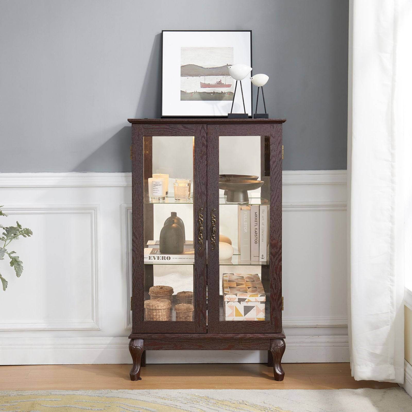 MLNshops Glass Door Display Cabinet for Elegant Storage
