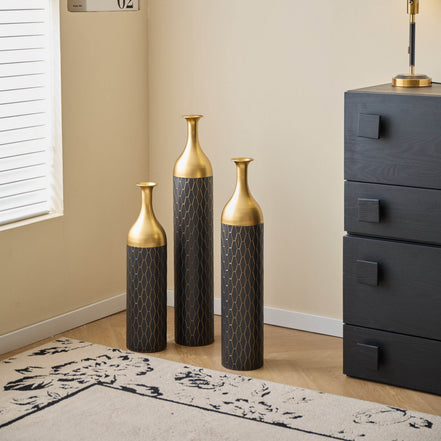 MLNshops Gold and Black Floor Vase Set - Elegant Decor