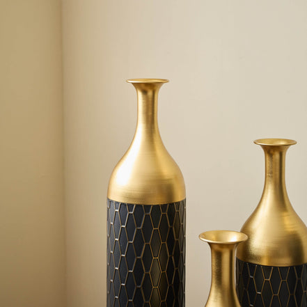 MLNshops Gold and Black Floor Vase Set - Elegant Decor