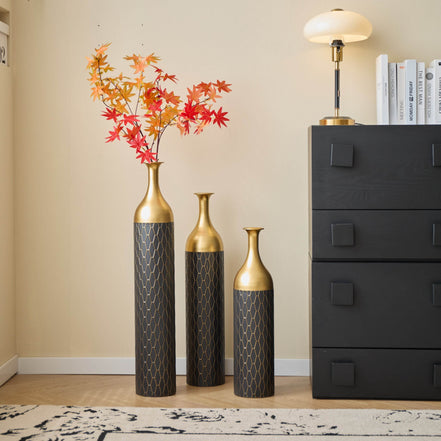 MLNshops Gold and Black Floor Vase Set - Elegant Decor