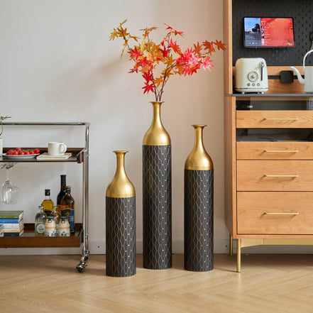 MLNshops Gold and Black Floor Vase Set - Elegant Decor