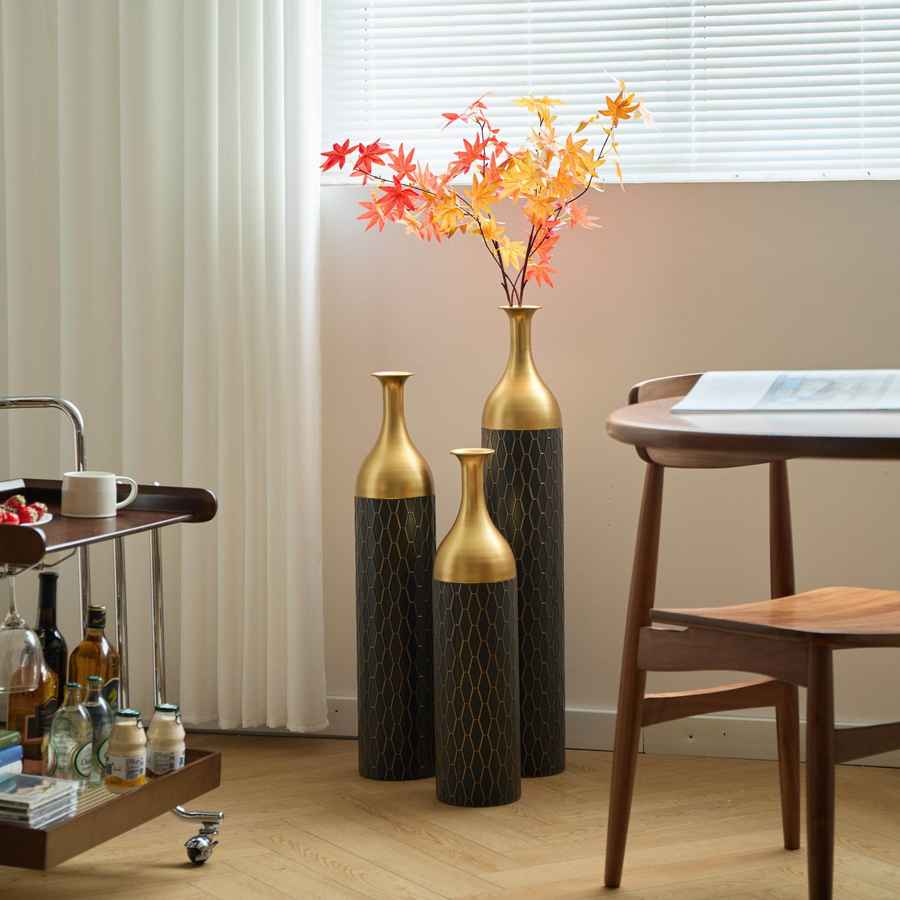 MLNshops Gold and Black Floor Vase Set - Elegant Decor