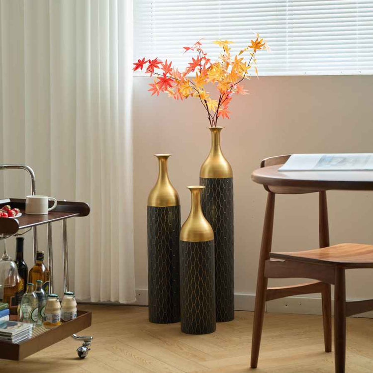 MLNshops Gold and Black Floor Vase Set - Elegant Decor