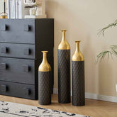 MLNshops Gold and Black Floor Vase Set - Elegant Decor