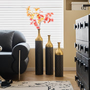 MLNshops Gold and Black Floor Vase Set - Elegant Decor