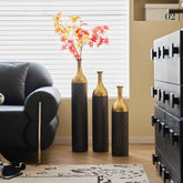 MLNshops Gold and Black Floor Vase Set - Elegant Decor