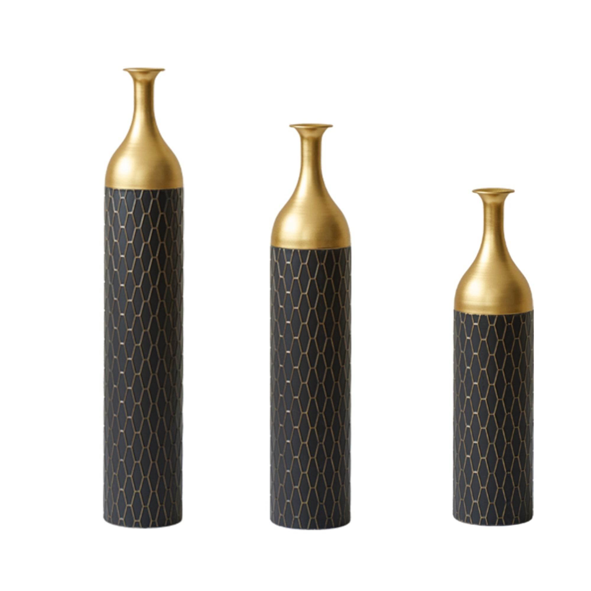 MLNshops Gold and Black Floor Vase Set - Elegant Decor Default