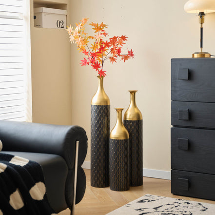 MLNshops Gold and Black Floor Vase Set - Elegant Decor