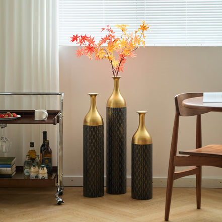 MLNshops Gold and Black Floor Vase Set - Elegant Decor