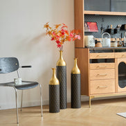 MLNshops Gold and Black Floor Vase Set - Elegant Decor
