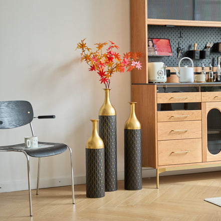 MLNshops Gold and Black Floor Vase Set - Elegant Decor