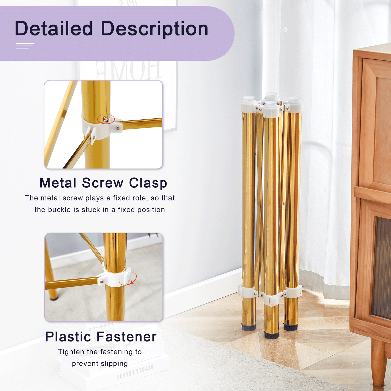 MLNshops Golden Stainless Steel Folding Table Frame