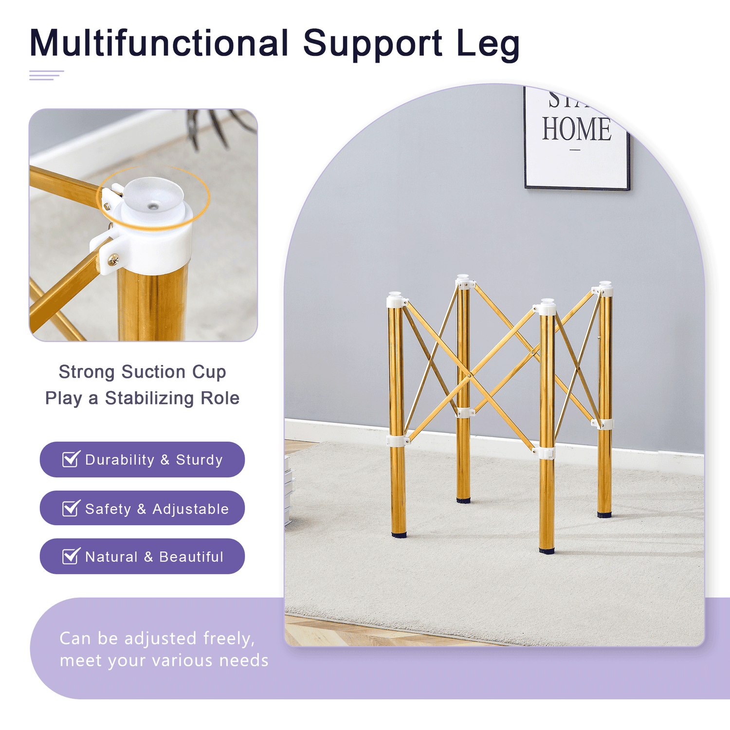 MLNshops Golden Stainless Steel Folding Table Frame