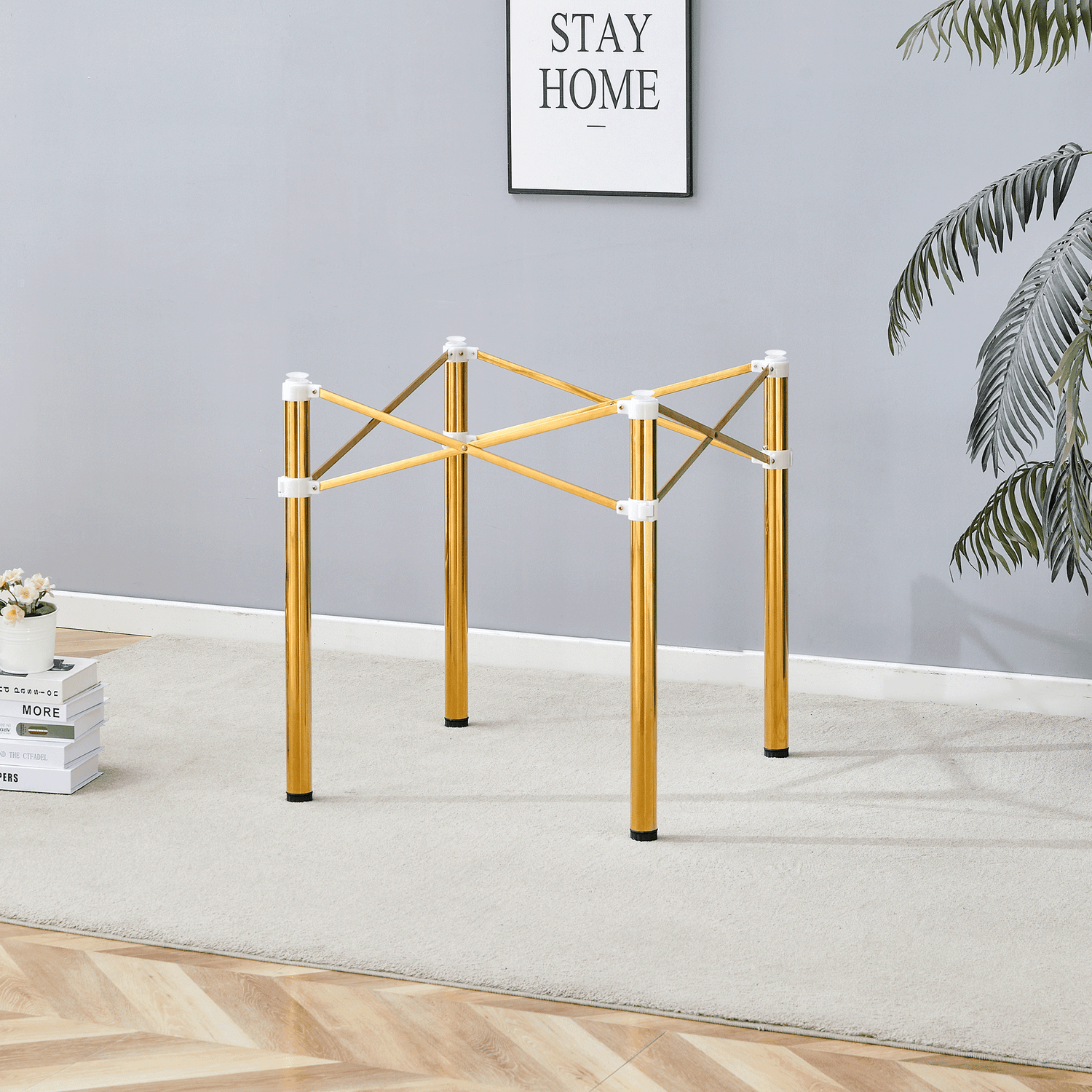 MLNshops Golden Stainless Steel Folding Table Frame