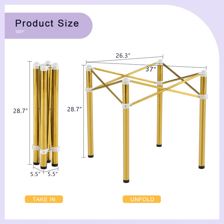 MLNshops Golden Stainless Steel Folding Table Frame