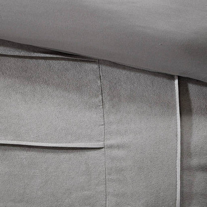 7 Piece Faux Suede Comforter Set Grey Queen