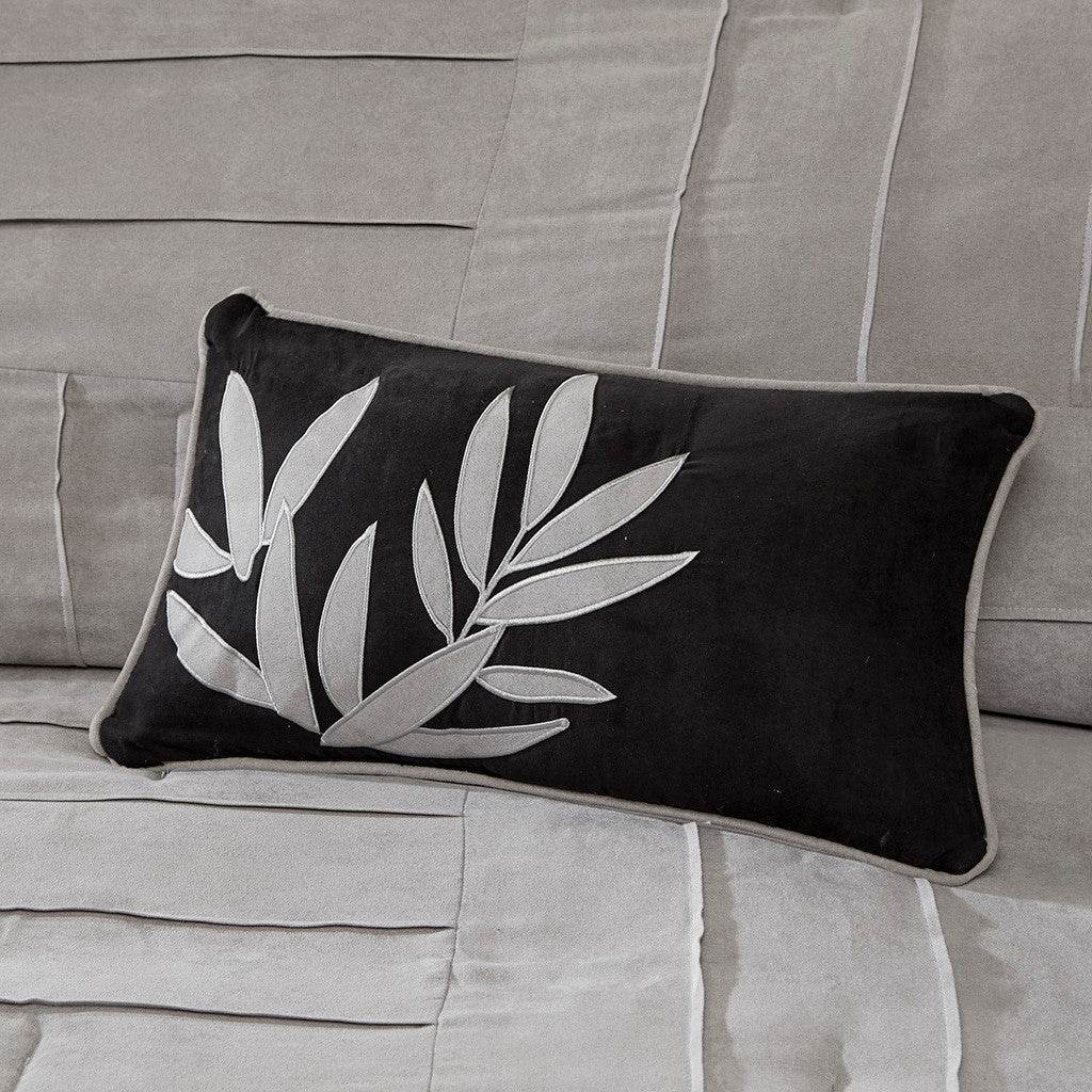 7 Piece Faux Suede Comforter Set Grey Queen