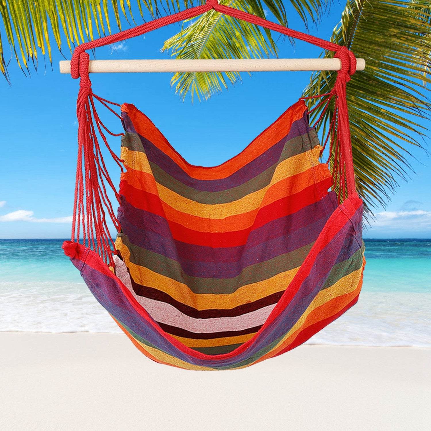 MLNshops Hammock Swing Seat with Pillows - Colorful Rope Chair