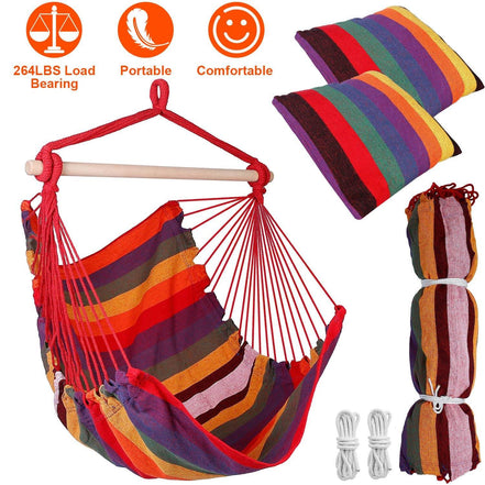 MLNshops Hammock Swing Seat with Pillows - Colorful Rope Chair