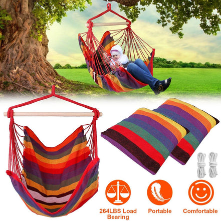 MLNshops Hammock Swing Seat with Pillows - Colorful Rope Chair