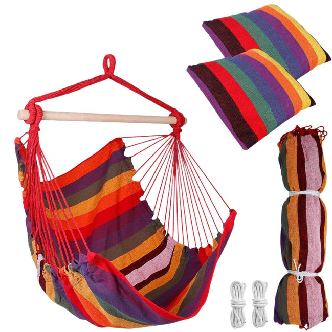 MLNshops Hammock Swing Seat with Pillows - Colorful Rope Chair Default Title
