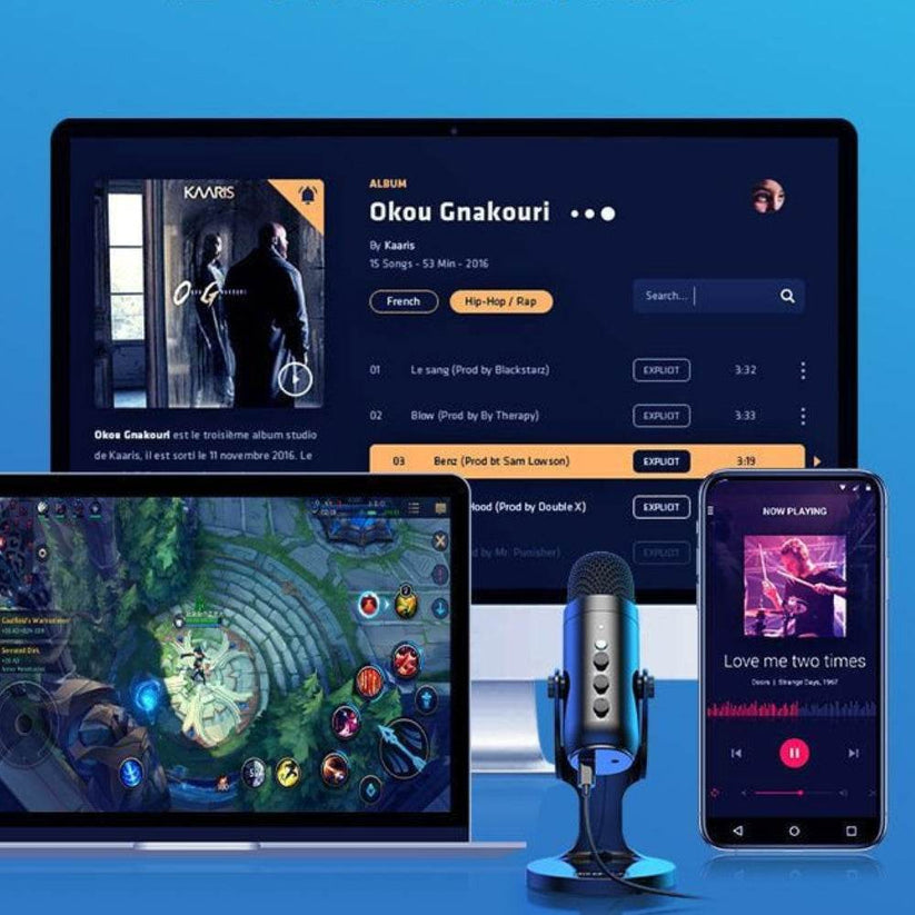 Compatible USB condenser microphone for laptops, tablets, and phones