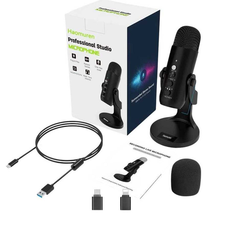 MLNshops USB condenser microphone for PC - Studio Quality black