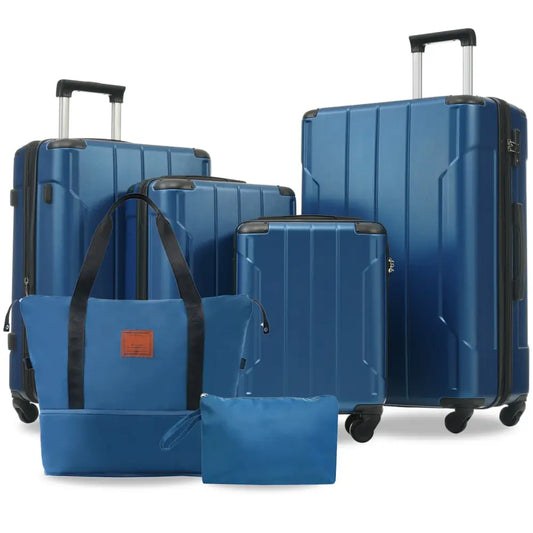 Hardshell Luggage Sets 6 Piece Suitcase Set, Expandable Lightweight Suitcases with Wheels, TSA Lock for Men Women, Blue MLNshops]