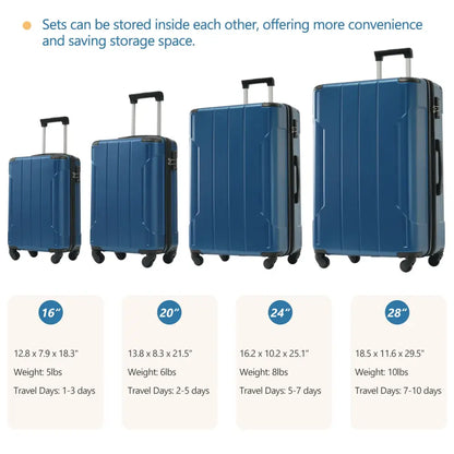 Hardshell Luggage Sets 6 Piece Suitcase Set, Expandable Lightweight Suitcases with Wheels, TSA Lock for Men Women, Blue MLNshops]