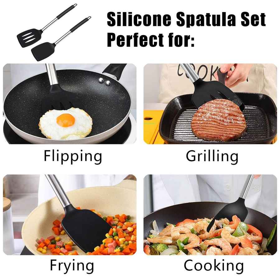 mlnshops Heat Resistant Silicone Spatula Set - 2-Piece