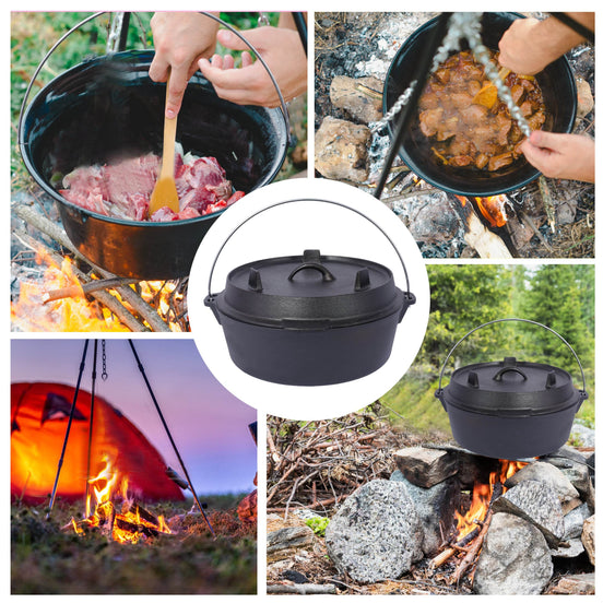 MLNshops Heavy Duty Dutch Oven for Campfire Cast Iron