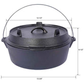 MLNshops Heavy Duty Dutch Oven for Campfire Cast Iron