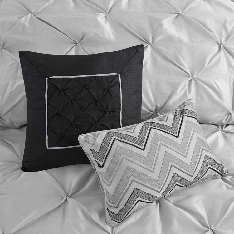 MLNshops 7 piece grey comforter bedding - Luxury Tufted Set