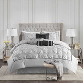 MLNshops 7 piece grey comforter bedding - Luxury Tufted Set